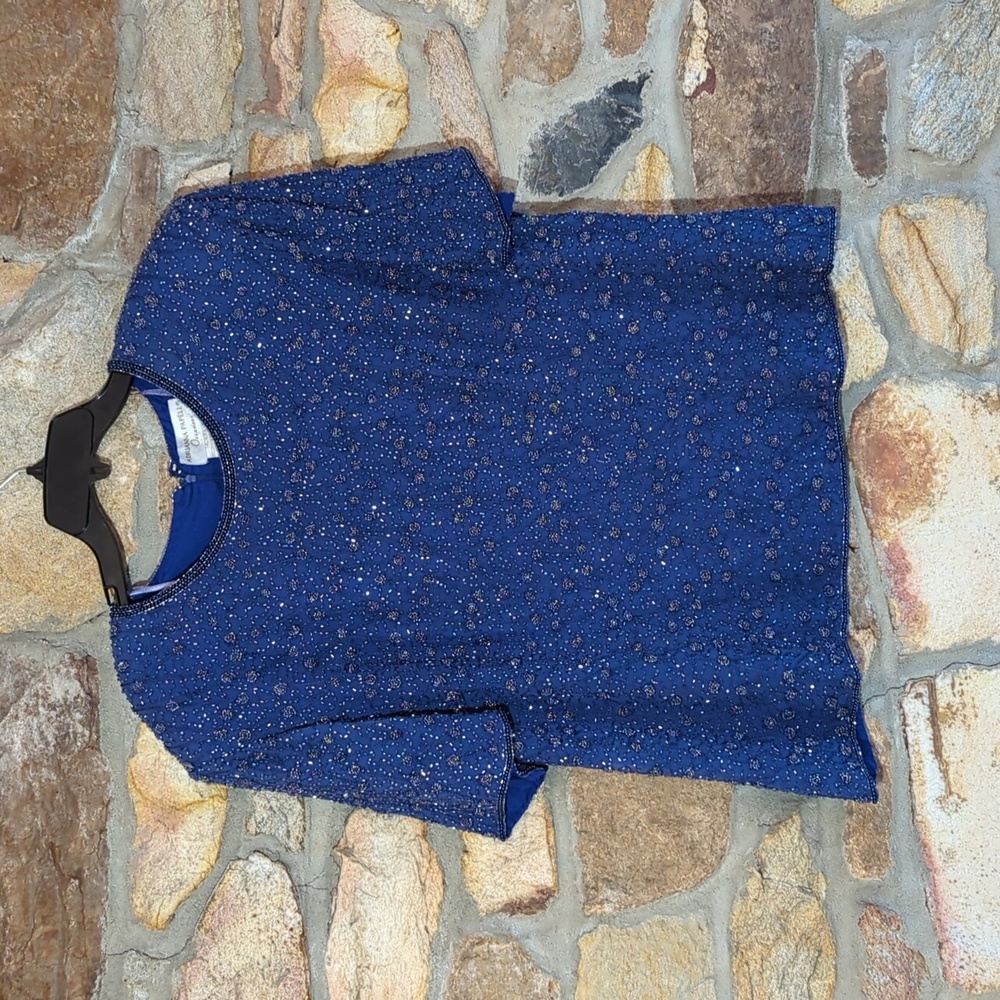 Adriana Papell Occasions blue silk beaded top